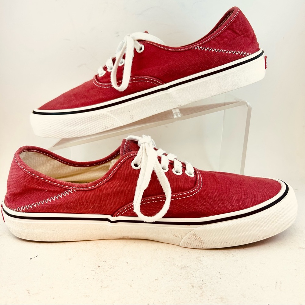 Vans Unisex Salt Wash Red Canvas Classic Lace Up Sneakers Size M 10.5 W 12 Eu 44 - Picture 4 of 11